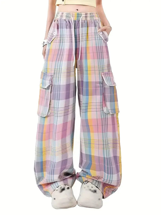 Girls Y2K Cargo Pants for Kids Loose Streetwear Rainbow Hip Hop Dance